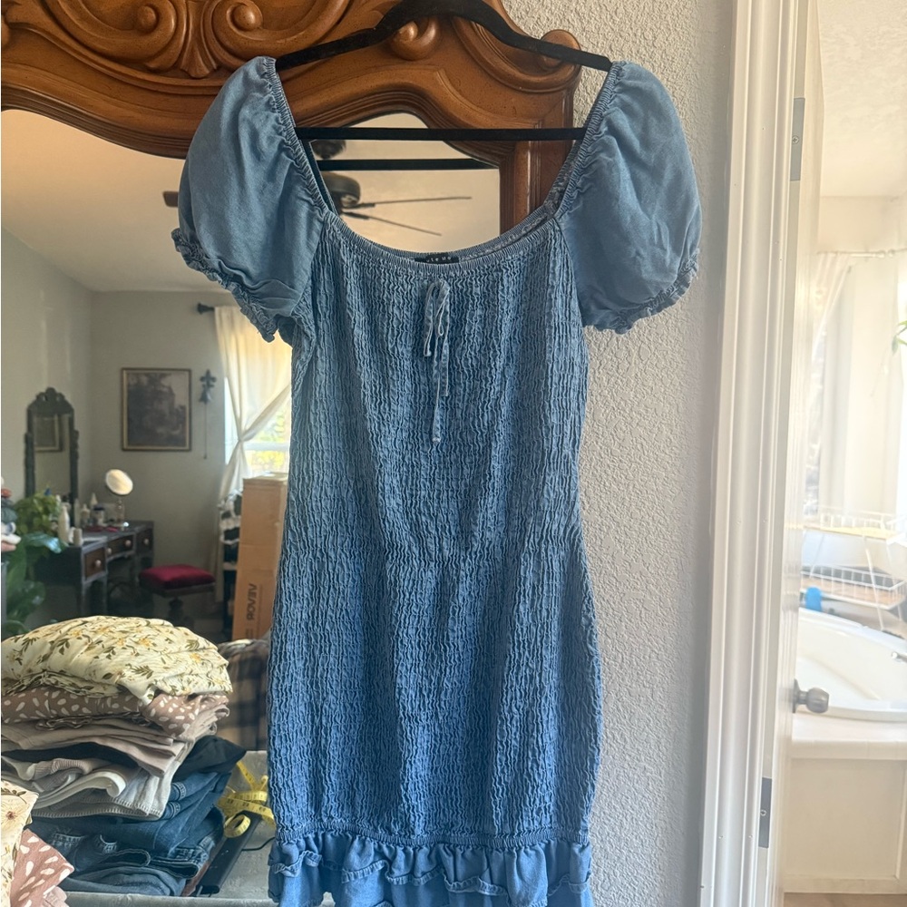 Blue Puff Sleeve Dress